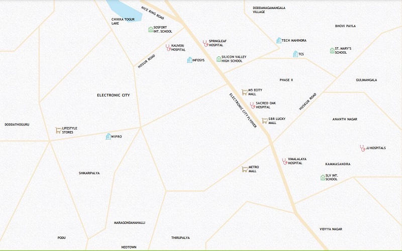 Ajmera Iris location map in Electronic City Phase 2